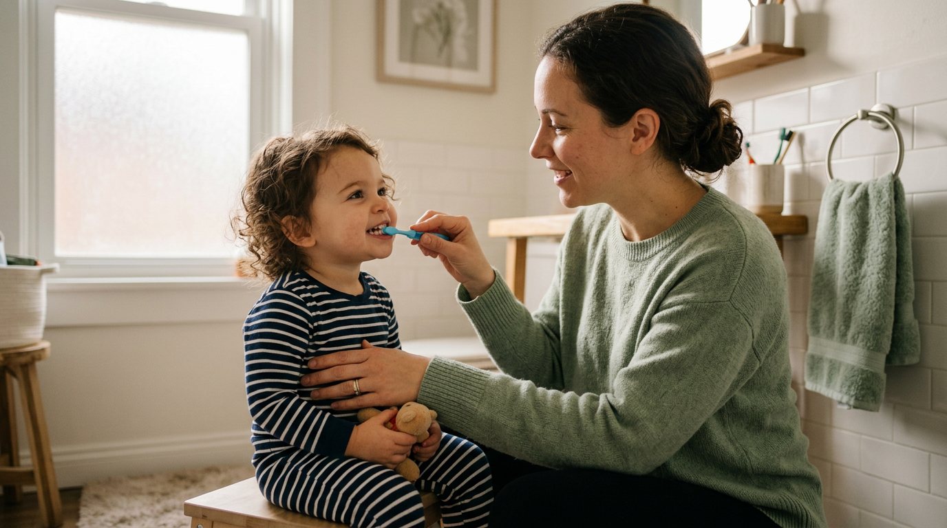 Brushing a toddler's teeth without a daily battle